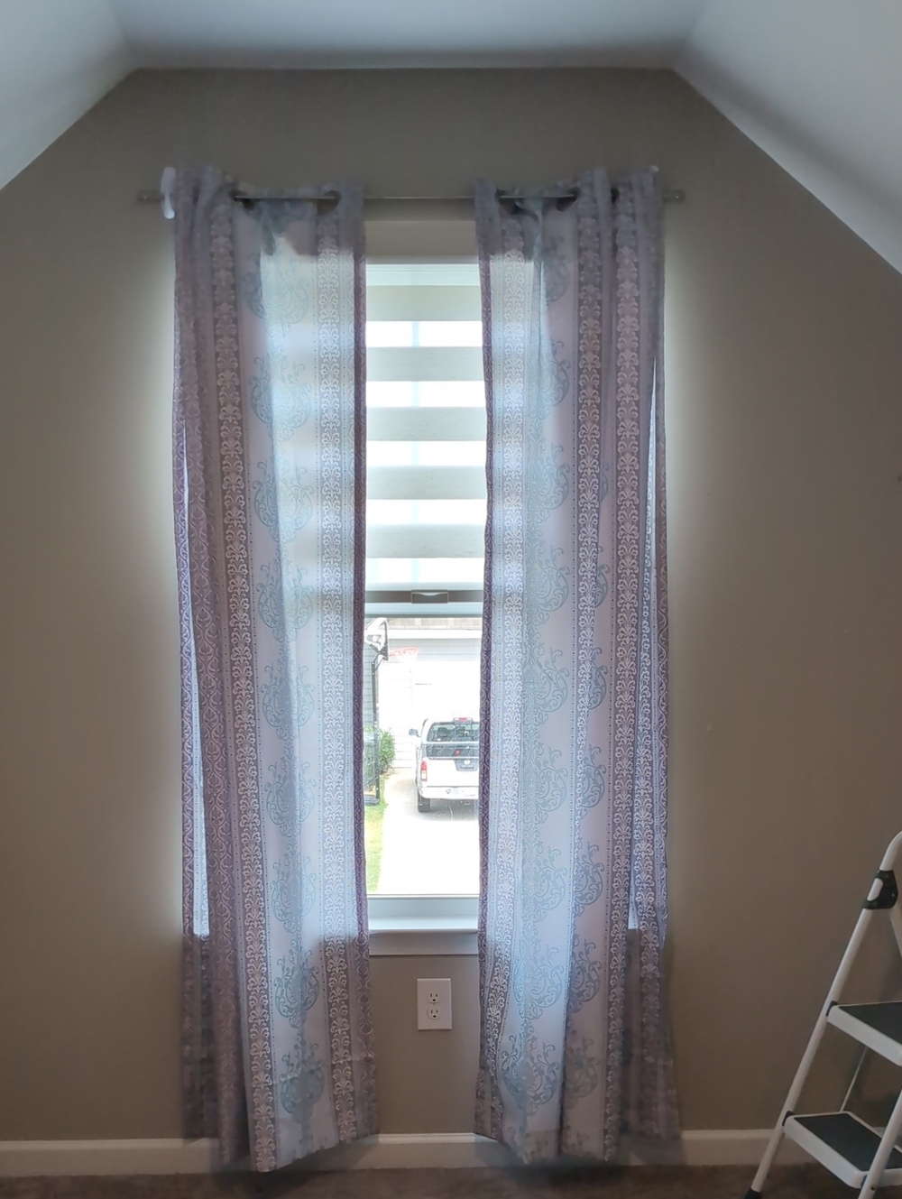 Sheer Medallion Curtain Panels in Aqua Green & Gray
